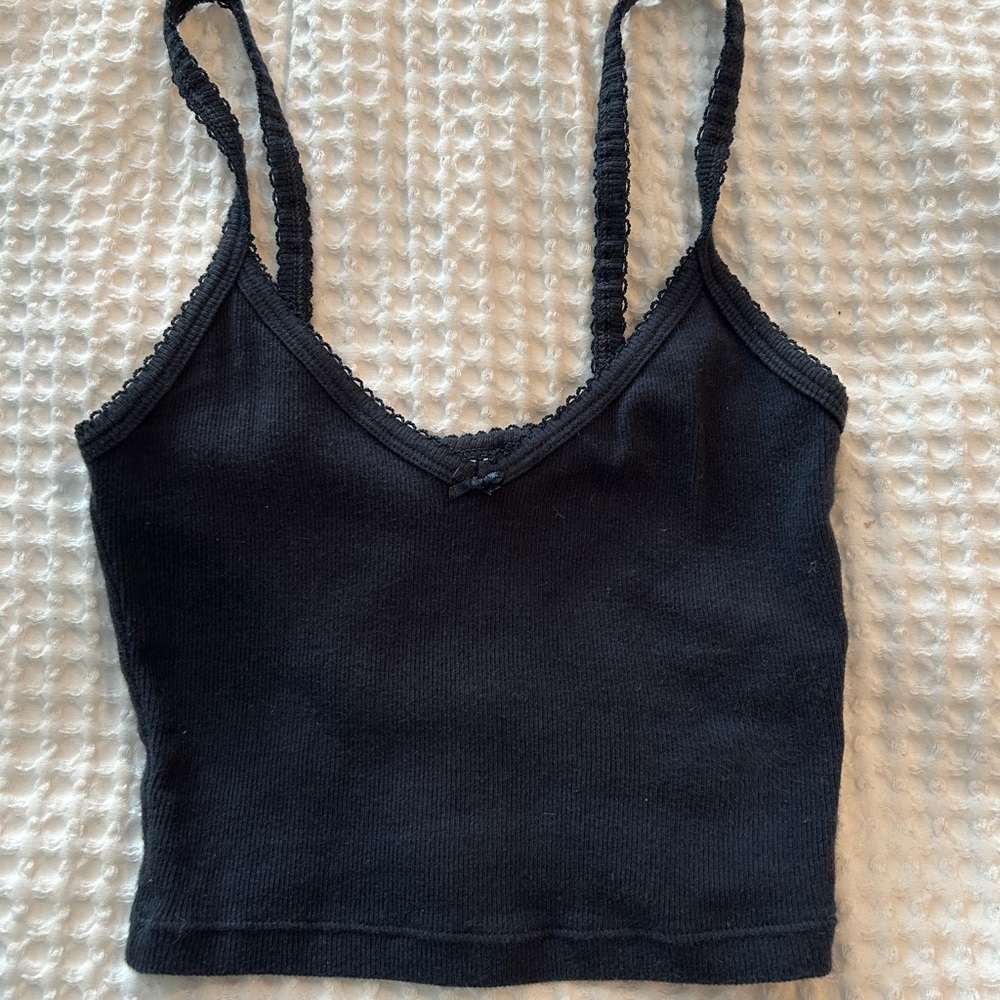 Sunday Best Black Fitted Crop Tank Top
